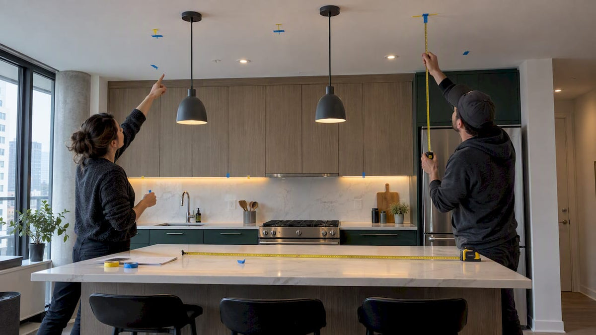 Measured lighting positions in Canadian kitchen