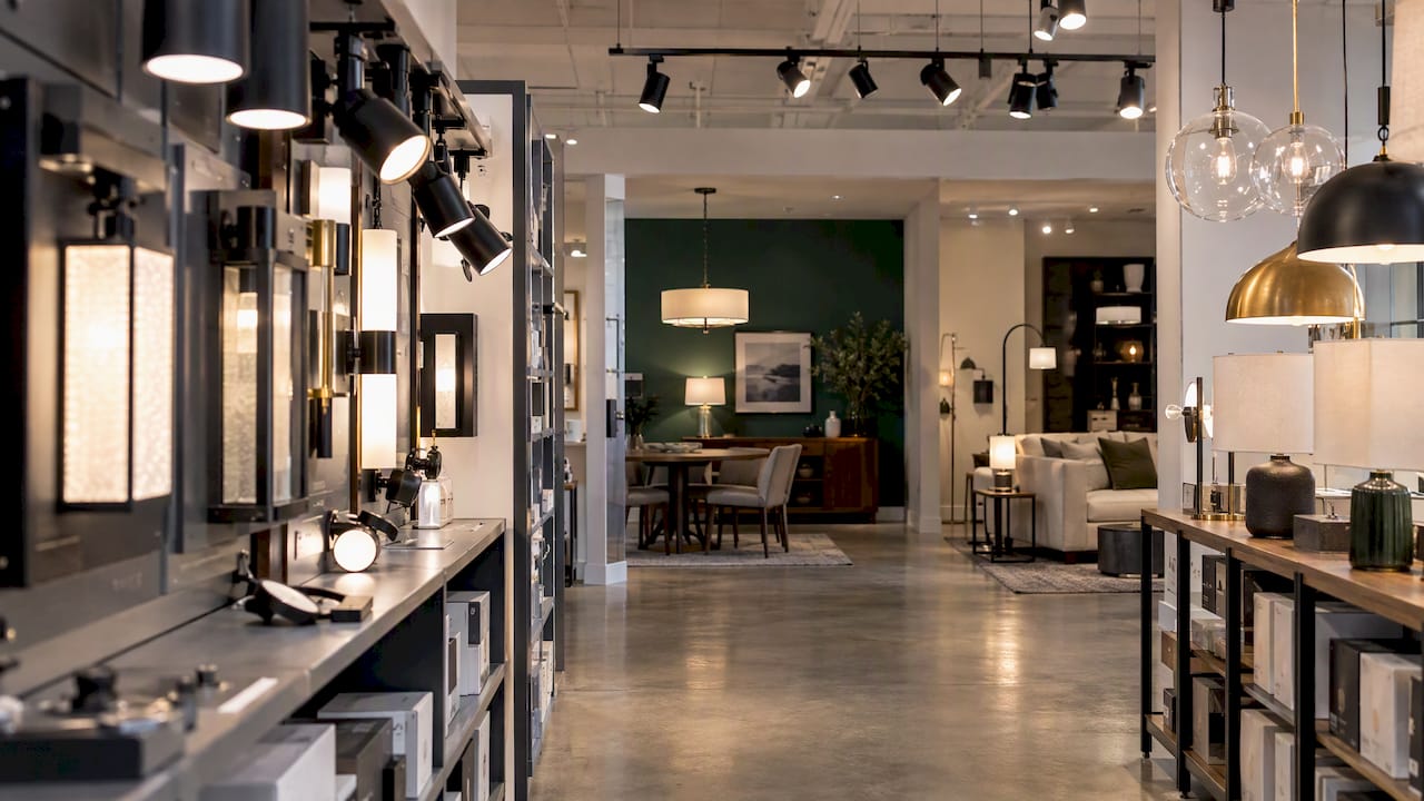 Commercial and residential lighting showroom zones