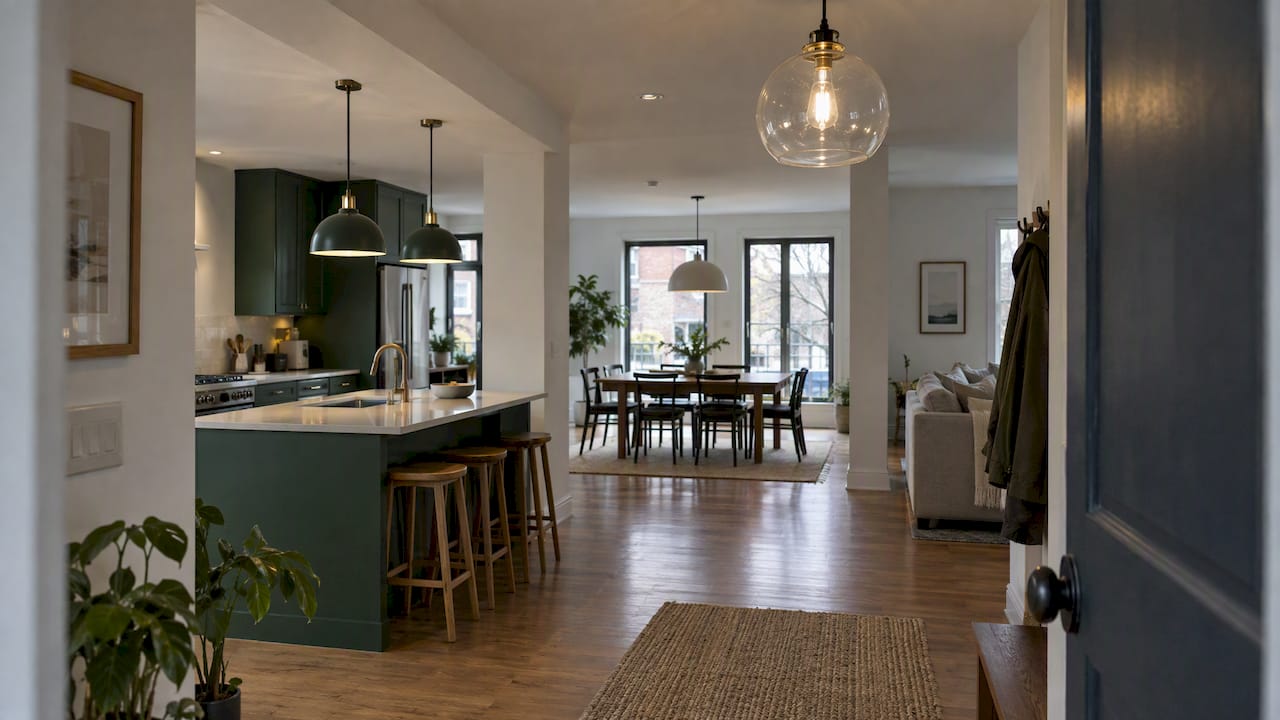 Pendant lights scaled for three home areas
