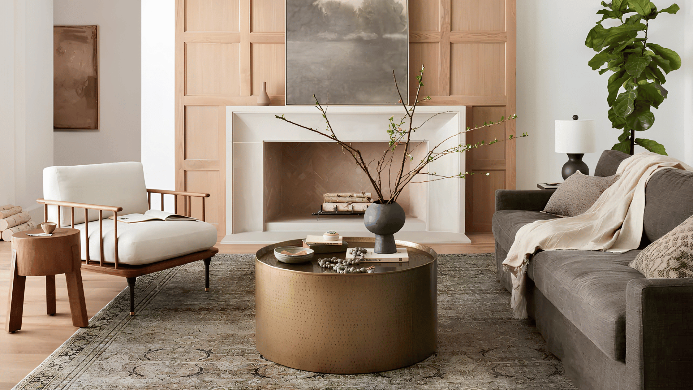 Living Room Set Up with a Traditional Style Rug
