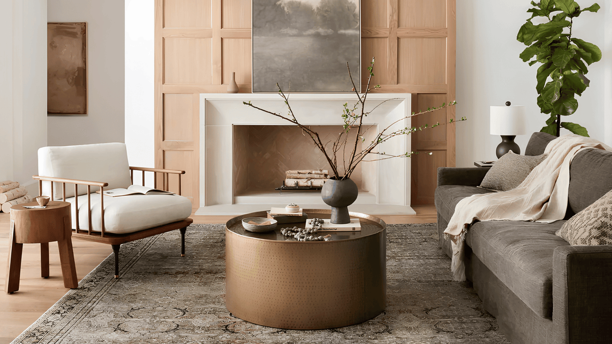 Living Room Set Up with a Traditional Style Rug