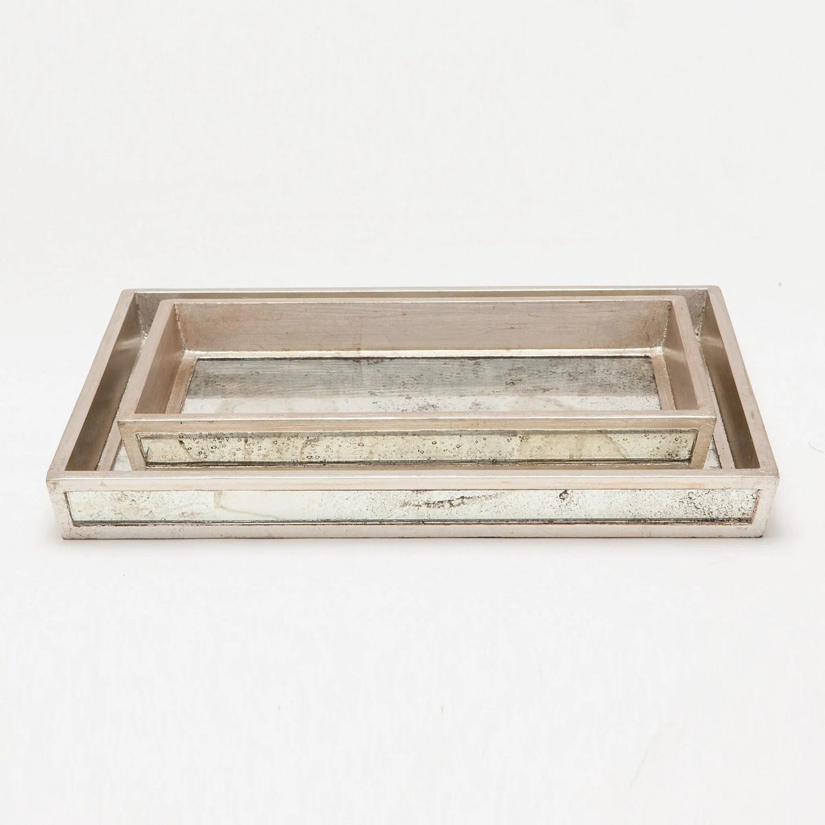Pigeon and Poodle PP000292 Atwater Trays in Silver Leaf Antique Mirror