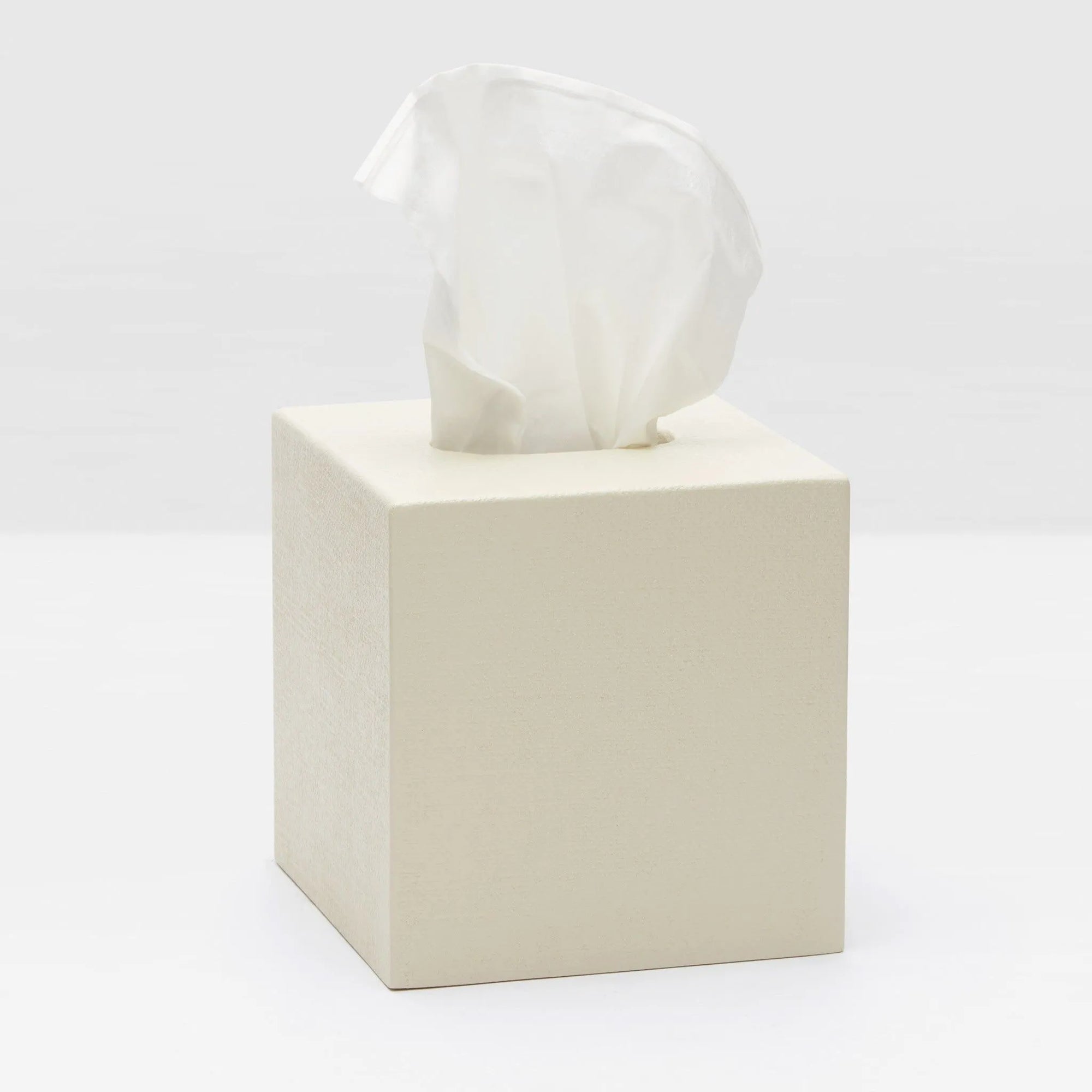 Pigeon and Poodle - PP000533 - Dannes Tissue Box - Dannes - White Faux Belgian Linen