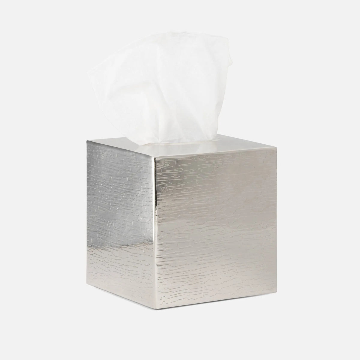 Pigeon and Poodle - PP003967 - Elgin Tissue Box - Elgin - Shiny Nickel Wavy Etched Stainless Steel