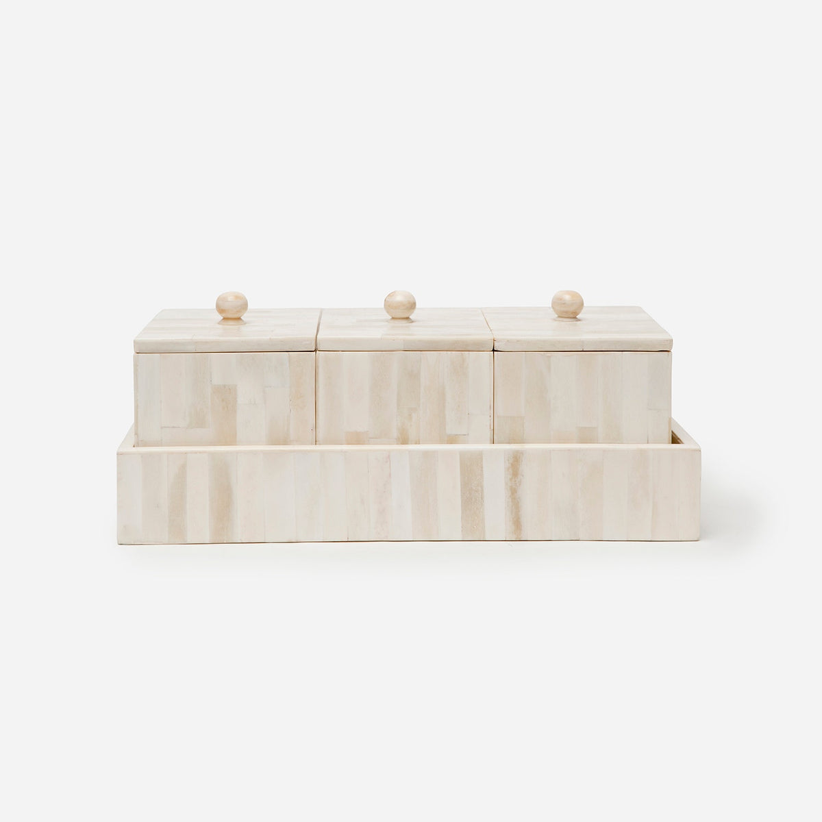 Pigeon and Poodle PP000606 Gaya Trays (12.5"L x 7.5"W x 5"H) in Vertical Natural Bone