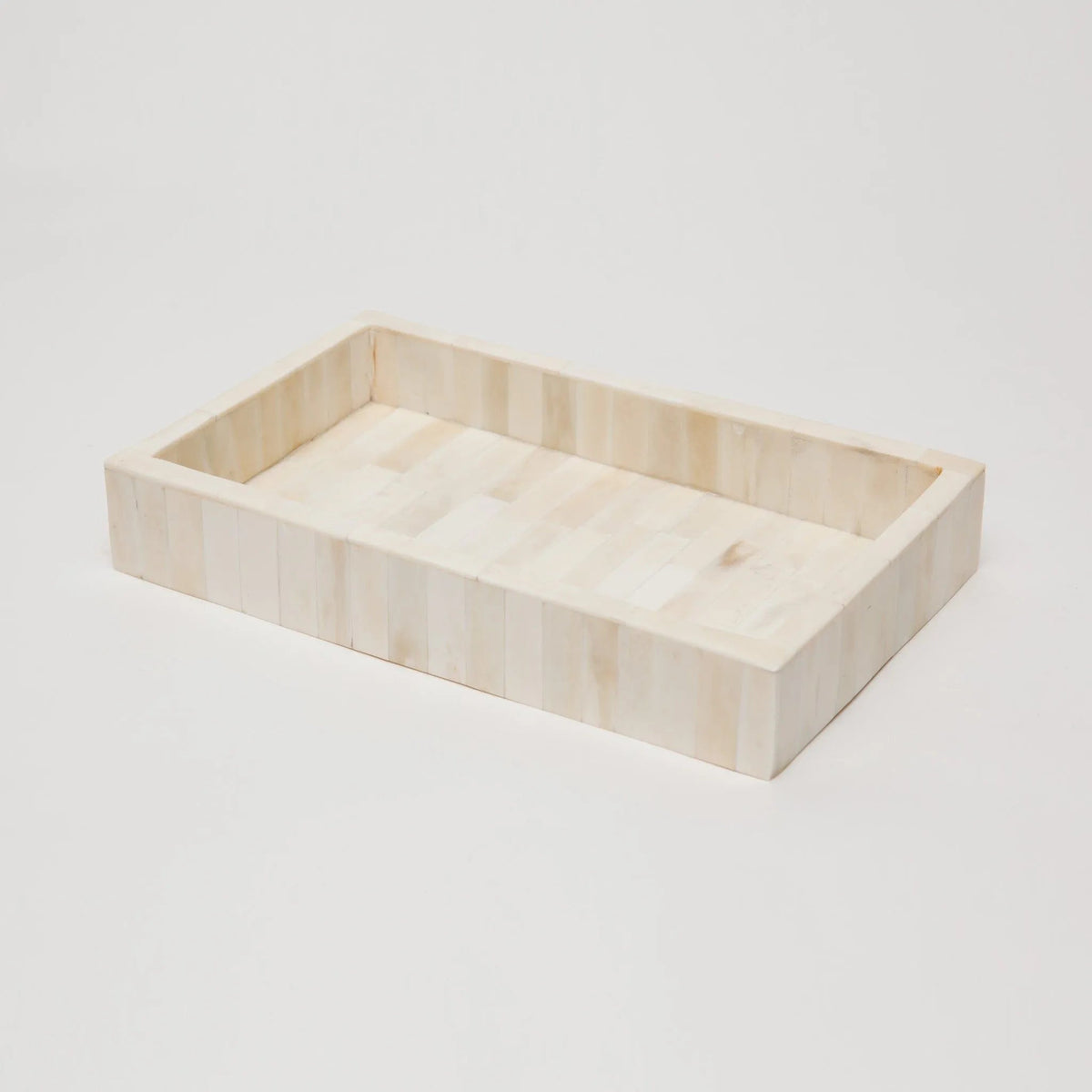 Pigeon and Poodle PP000611 Gaya Trays (10"L x 6"W x 1.5"H) in Vertical Natural Bone