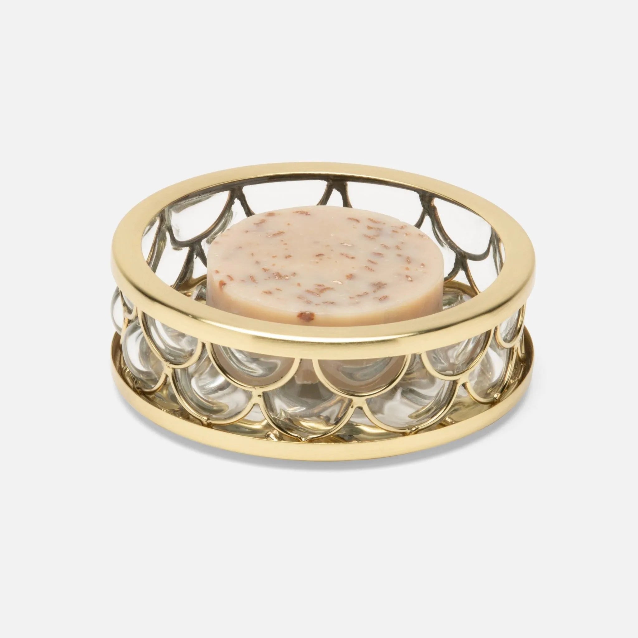 Pigeon and Poodle - PP004460 - Gila Soap Dish - Gila - Clear Glass/Brushed Gold Brass