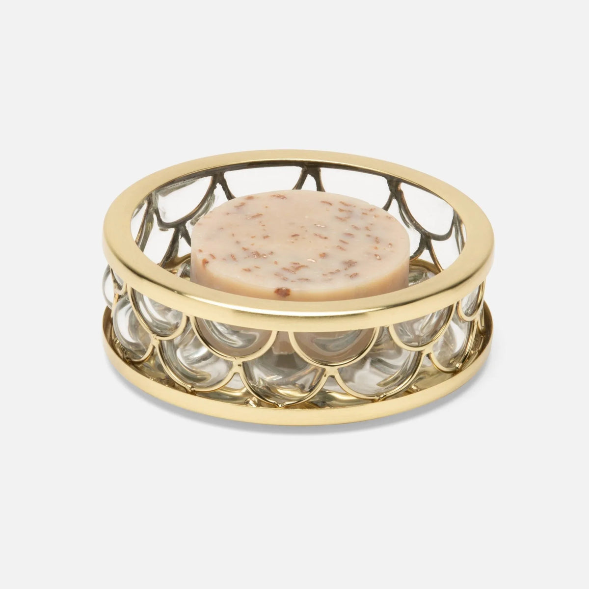 Pigeon and Poodle - PP004460 - Gila Soap Dish - Gila - Clear Glass/Brushed Gold Brass