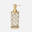 Pompe à savon Pigeon and Poodle PP004462 Gila (6,35 cm de diamètre x 19 cm de hauteur) en verre transparent et laiton doré brossé