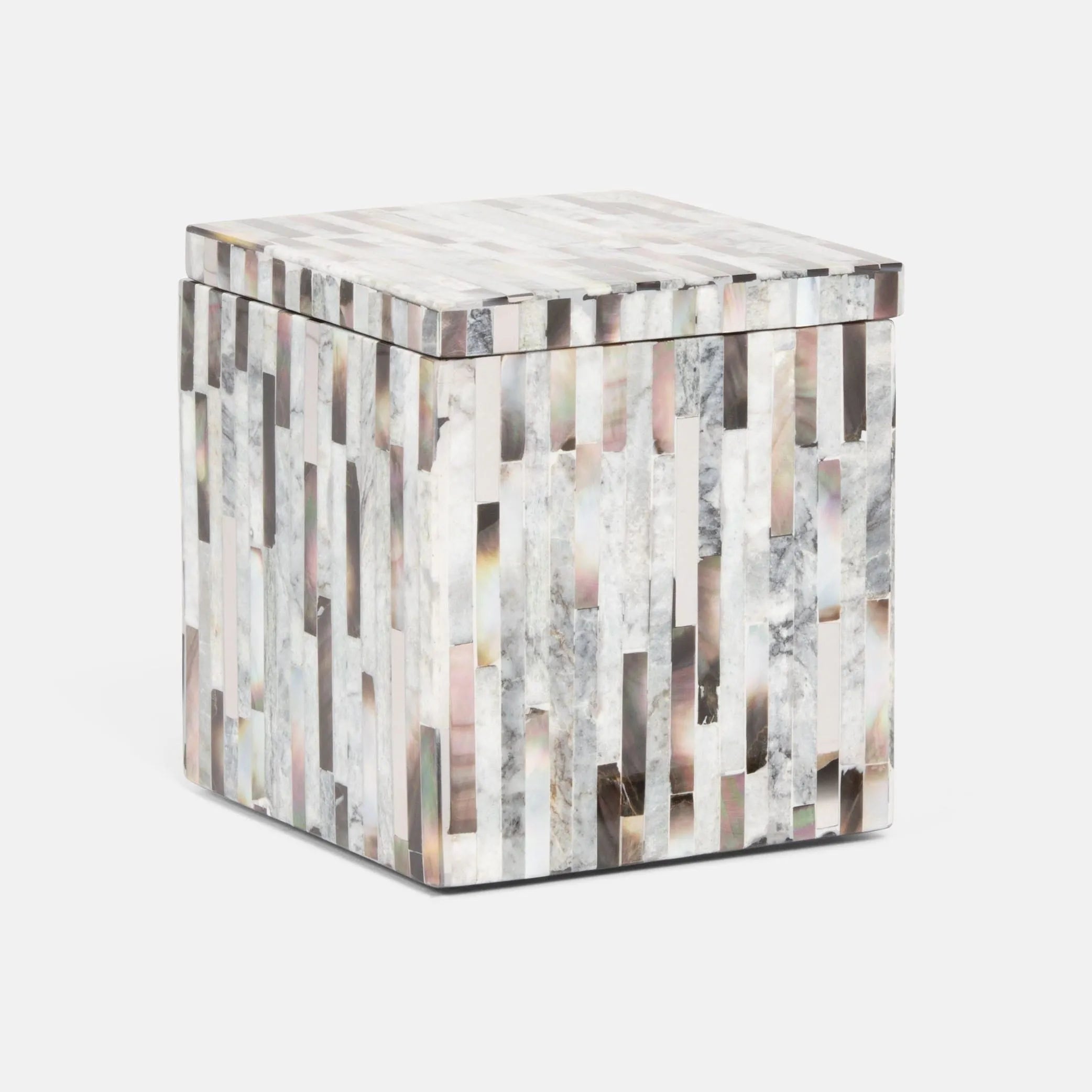 Pigeon and Poodle PP003972 Luzia Bath Canister in Silver Mix Romblon Stone/Shell