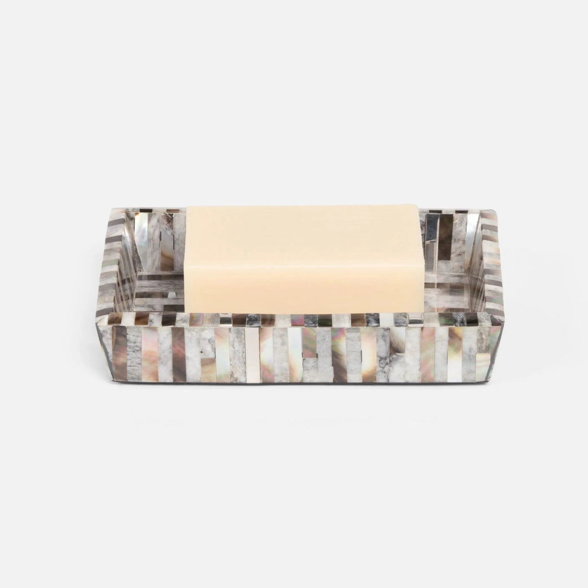 Pigeon and Poodle PP003973 Luzia Soap Dish in Silver Mix Romblon Stone/Shell