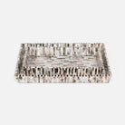Pigeon and Poodle PP003977 Luzia Trays (11"L x 6.5"W x 1.5"H) in Silver Mix Romblon Stone/Shell