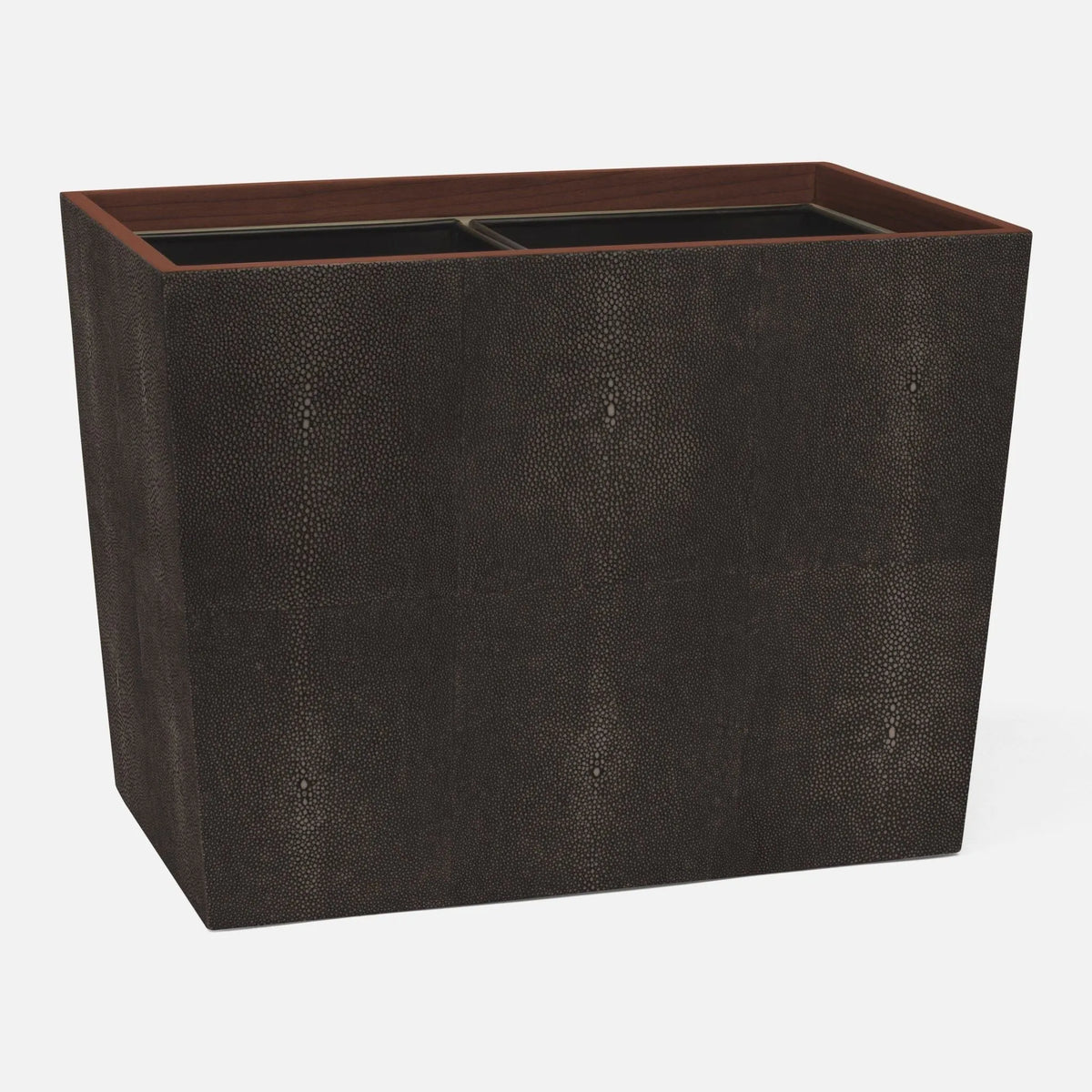 Pigeon and Poodle - PP000994 - Manchester Double Wastebasket - Manchester - Dark Mushroom Realistic Faux Shagreen