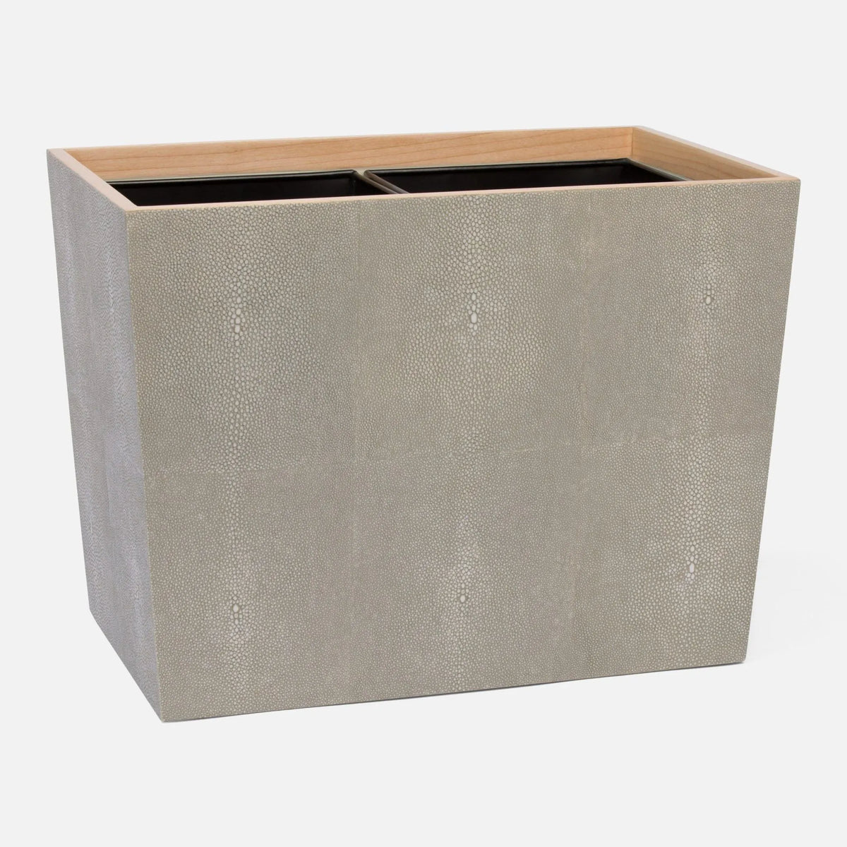 Pigeon and Poodle - PP001024 - Manchester Double Wastebasket - Manchester - Sand Realistic Faux Shagreen