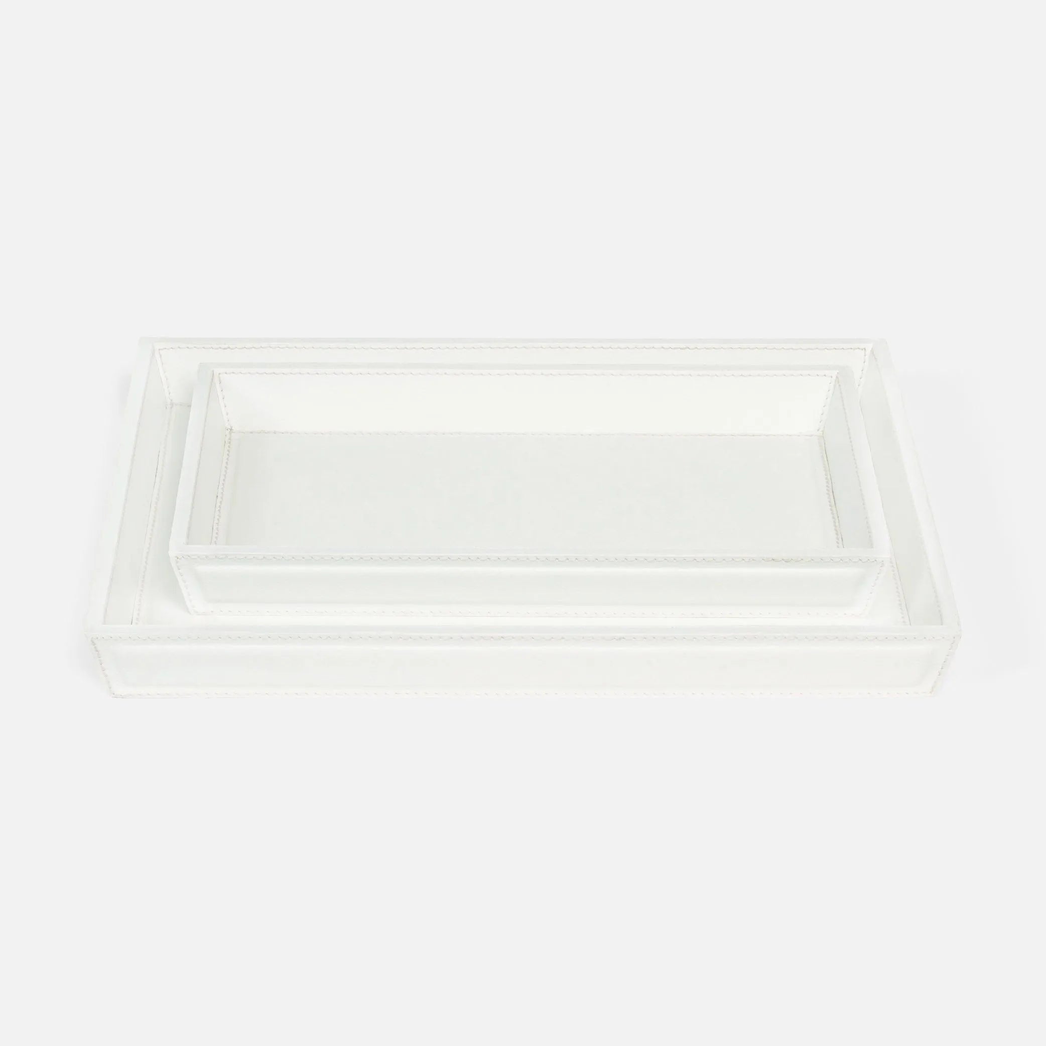 Pigeon and Poodle - PP003992 - Rothwell Tray Set - Rothwell - Bright White Marine Leather