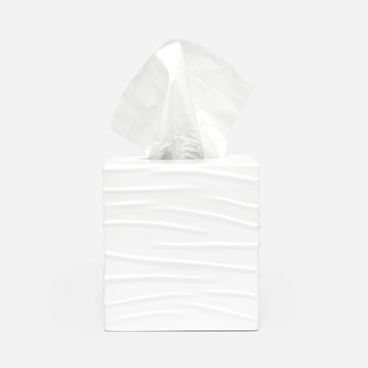 Pigeon and Poodle PP001412 Solin Tissue Box in White Lacquer Resin