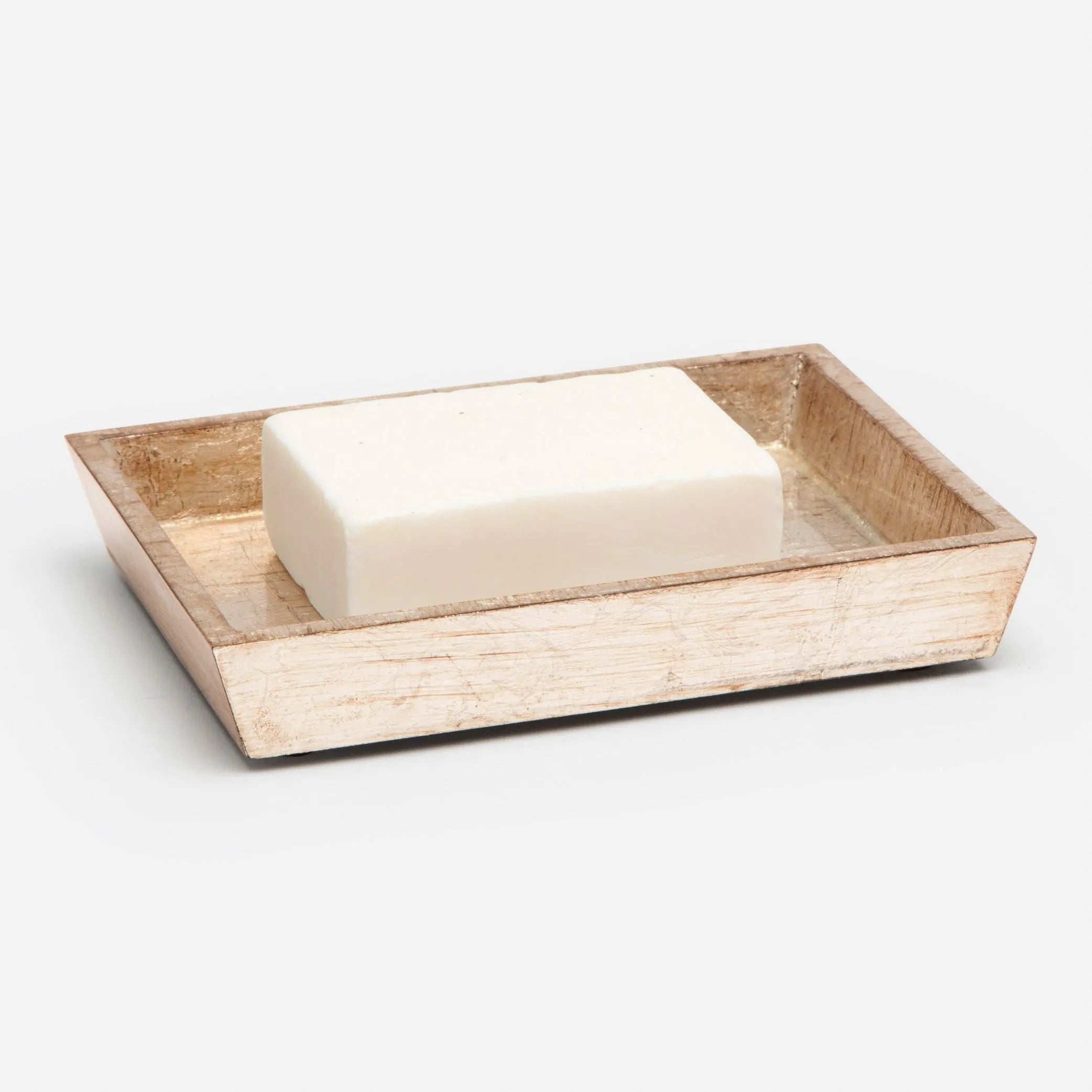 Pigeon and Poodle PP001433 Tanlay Soap Dish in Lacquered Silver Leaf