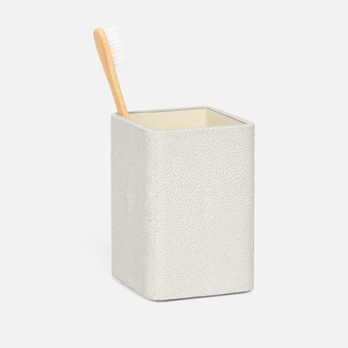 Pigeon and Poodle - PP004001 - Tenby Brush Holder - Tenby - Blanc Realistic Faux Shagreen