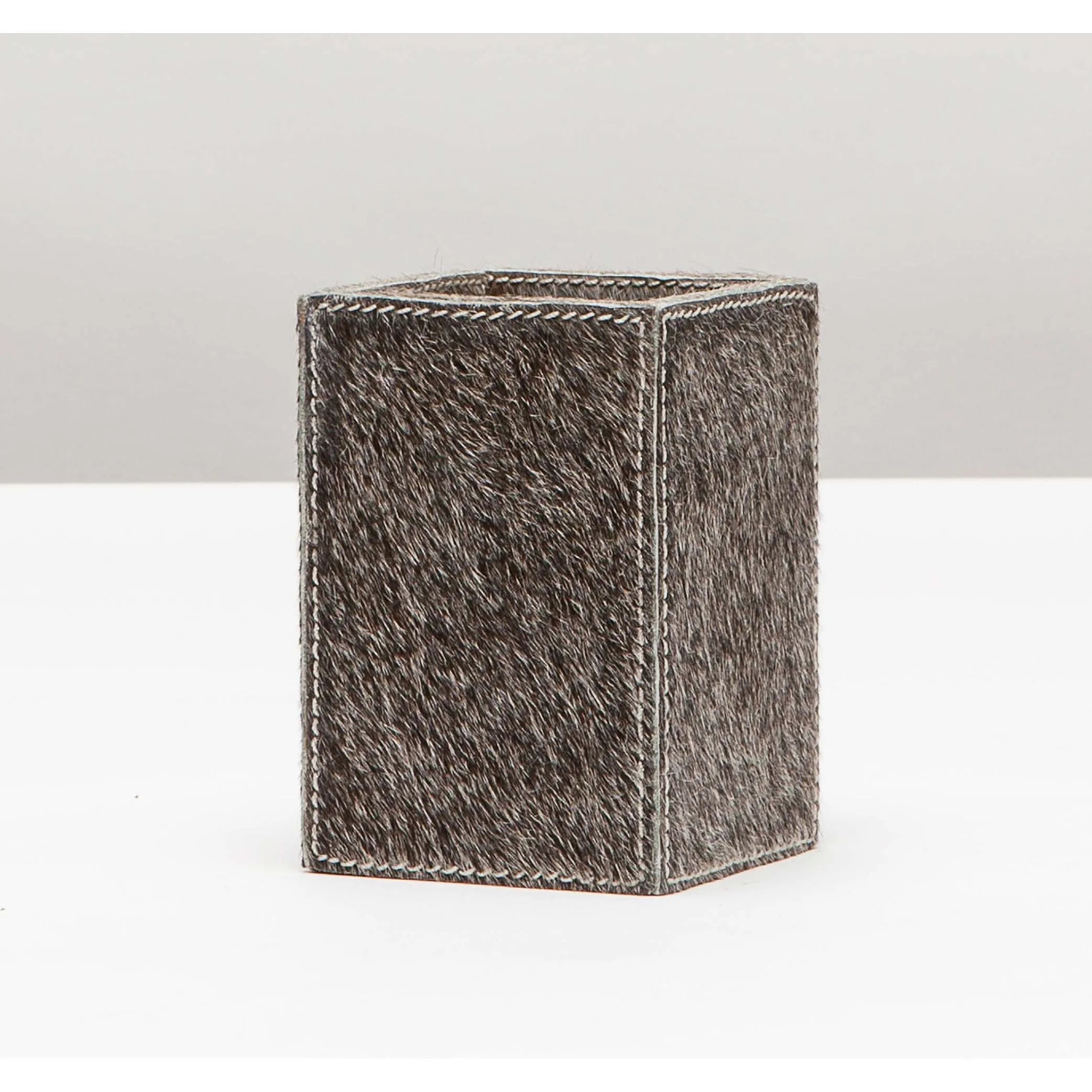 Pigeon and Poodle PP001515 Umbra Brush Holder in Gray Hair-On-Hide