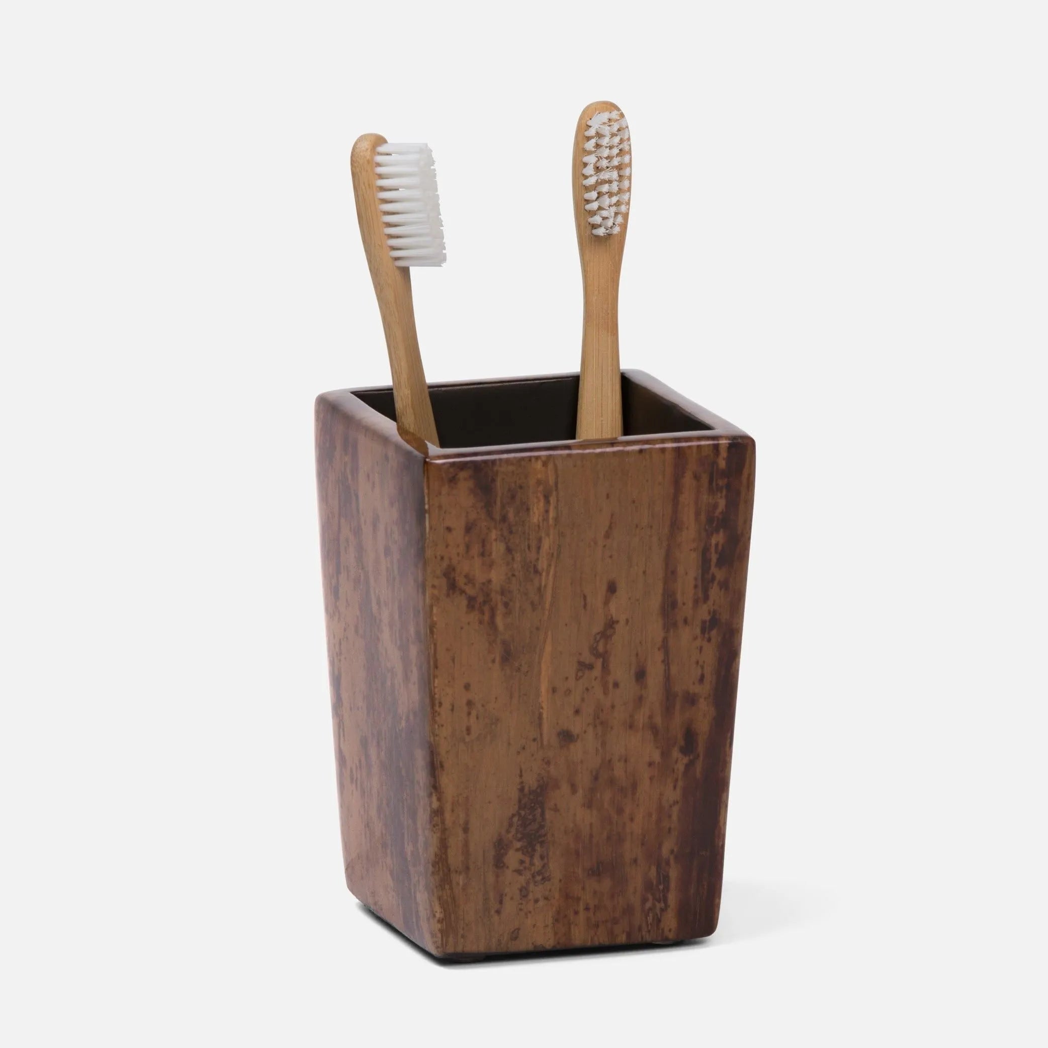 Pigeon and Poodle PP001527 Varadero Brush Holder in Dark Stain Banana Leaf
