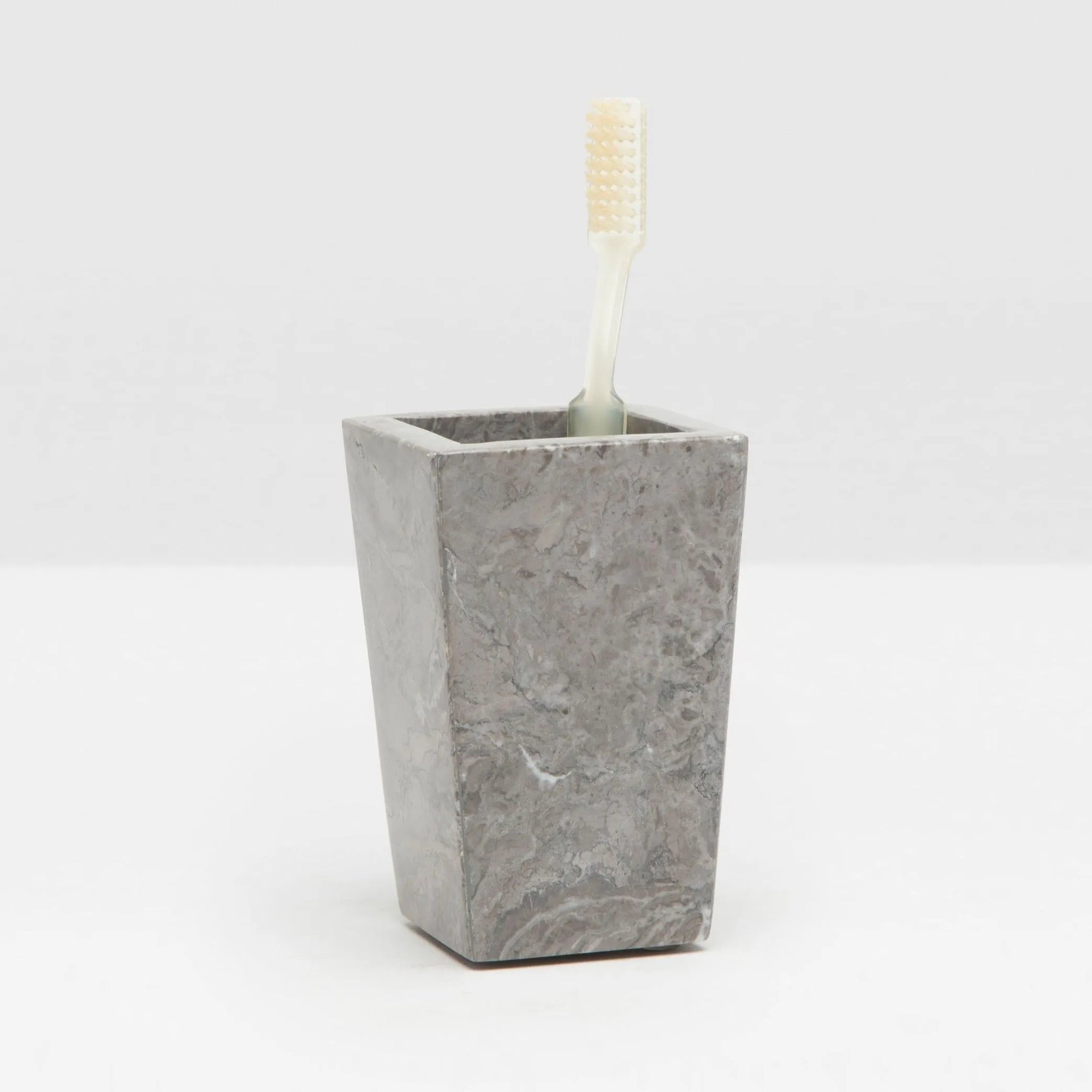 Pigeon and Poodle - PP001535 - Veneto Brush Holder - Veneto - Gray Polished Marble