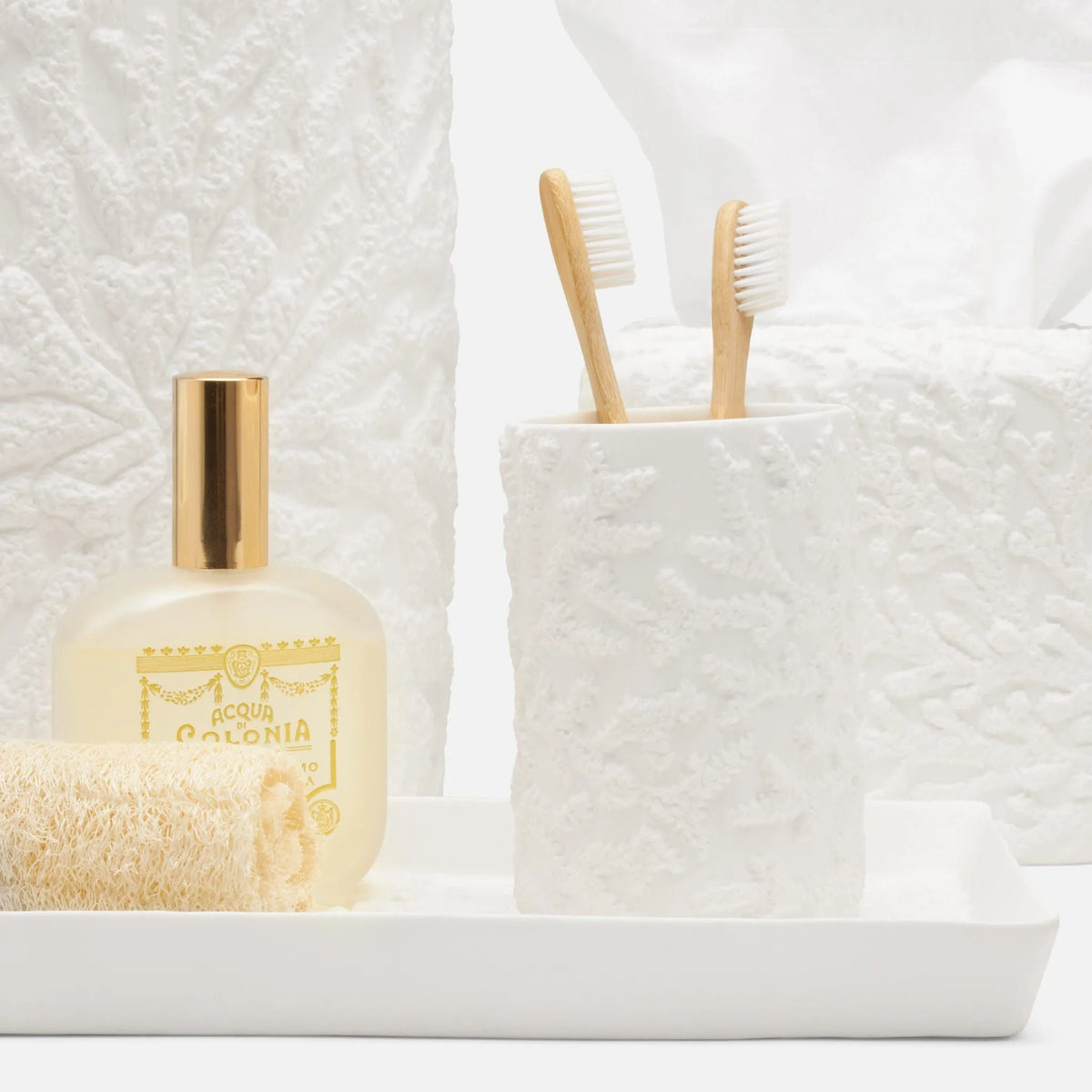 Pigeon and Poodle - PP004832 - Alanya Brush Holder - Alanya - White Porcelain