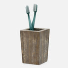 Pigeon and Poodle - PP006122 - Bowen Brush Holder - Bowen - Gray Travertine/Resin