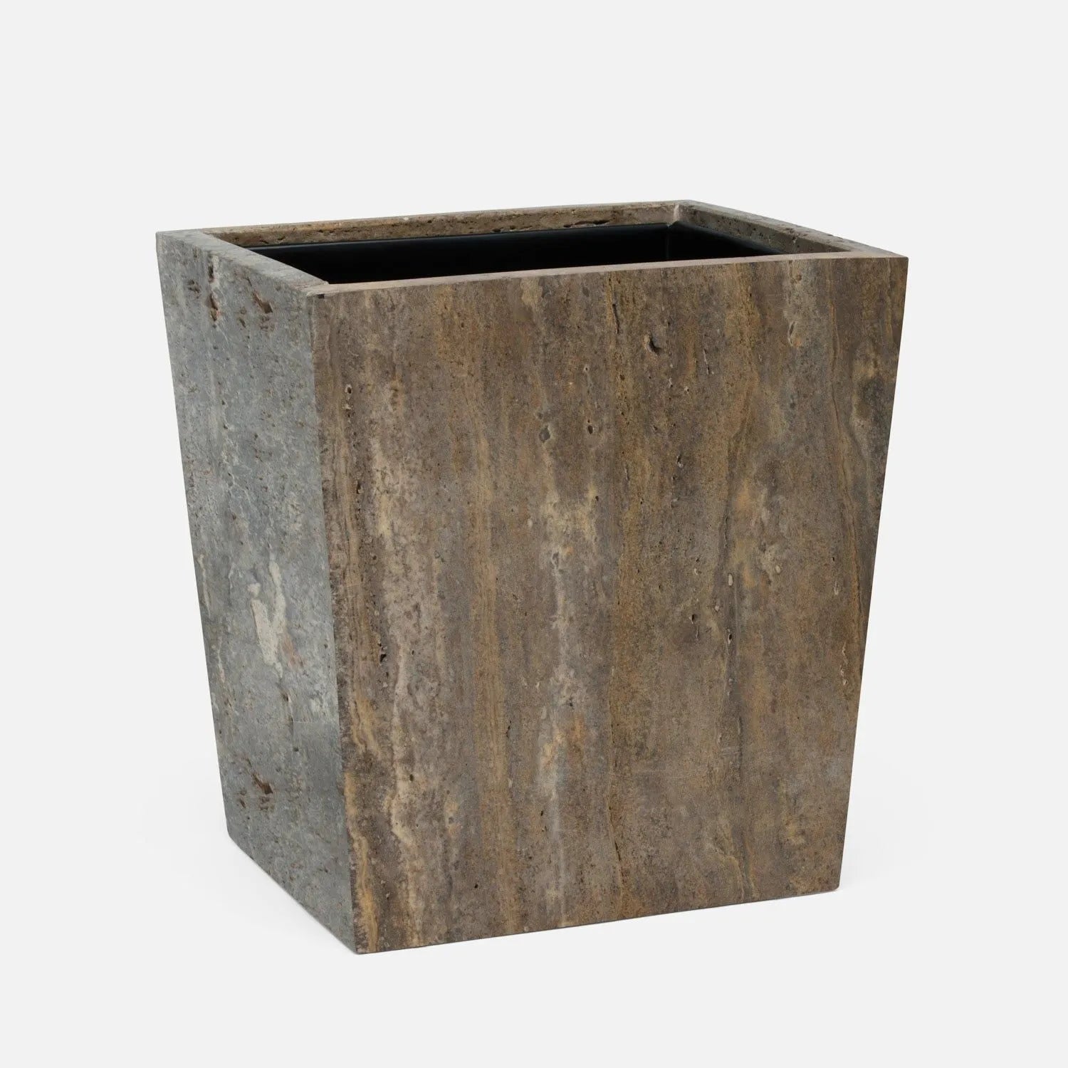 Pigeon and Poodle - PP006121 - Bowen Wastebasket - Bowen - Gray Travertine/Resin
