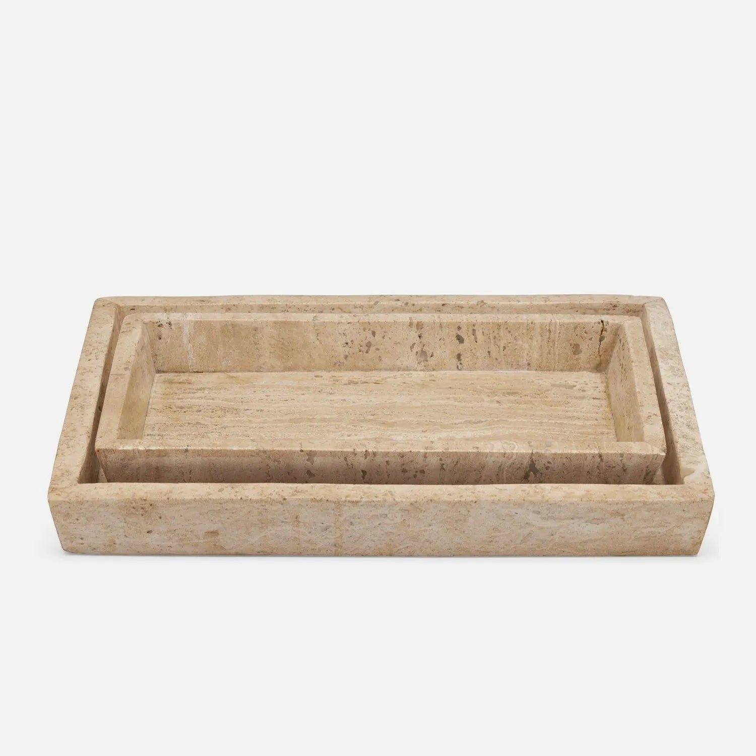 Pigeon and Poodle - PP006120 - Bowen Trays - Bowen - Gray Travertine/Resin