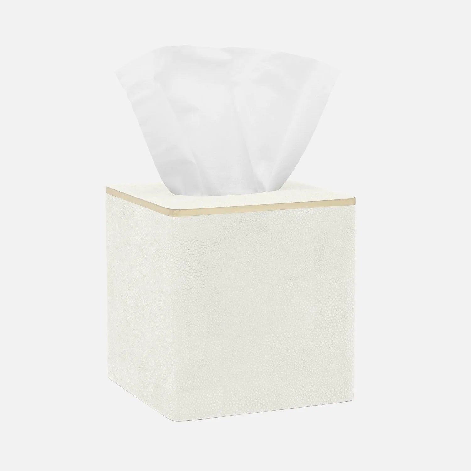 Pigeon and Poodle - PP005681 - Bradford Tissue Box - Bradford - Blanc Realistic Faux Shagreen/Silver Stainless Steel