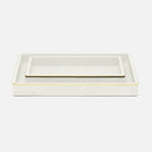 Pigeon and Poodle - PP005676 - Bradford Trays - Bradford - Blanc Realistic Faux Shagreen/Gold Brass