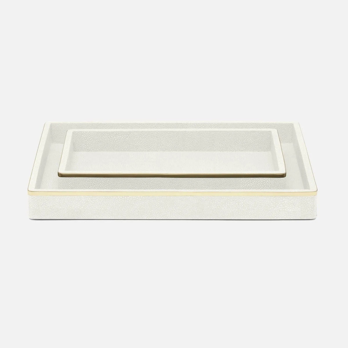 Pigeon and Poodle - PP005676 - Bradford Trays - Bradford - Blanc Realistic Faux Shagreen/Gold Brass