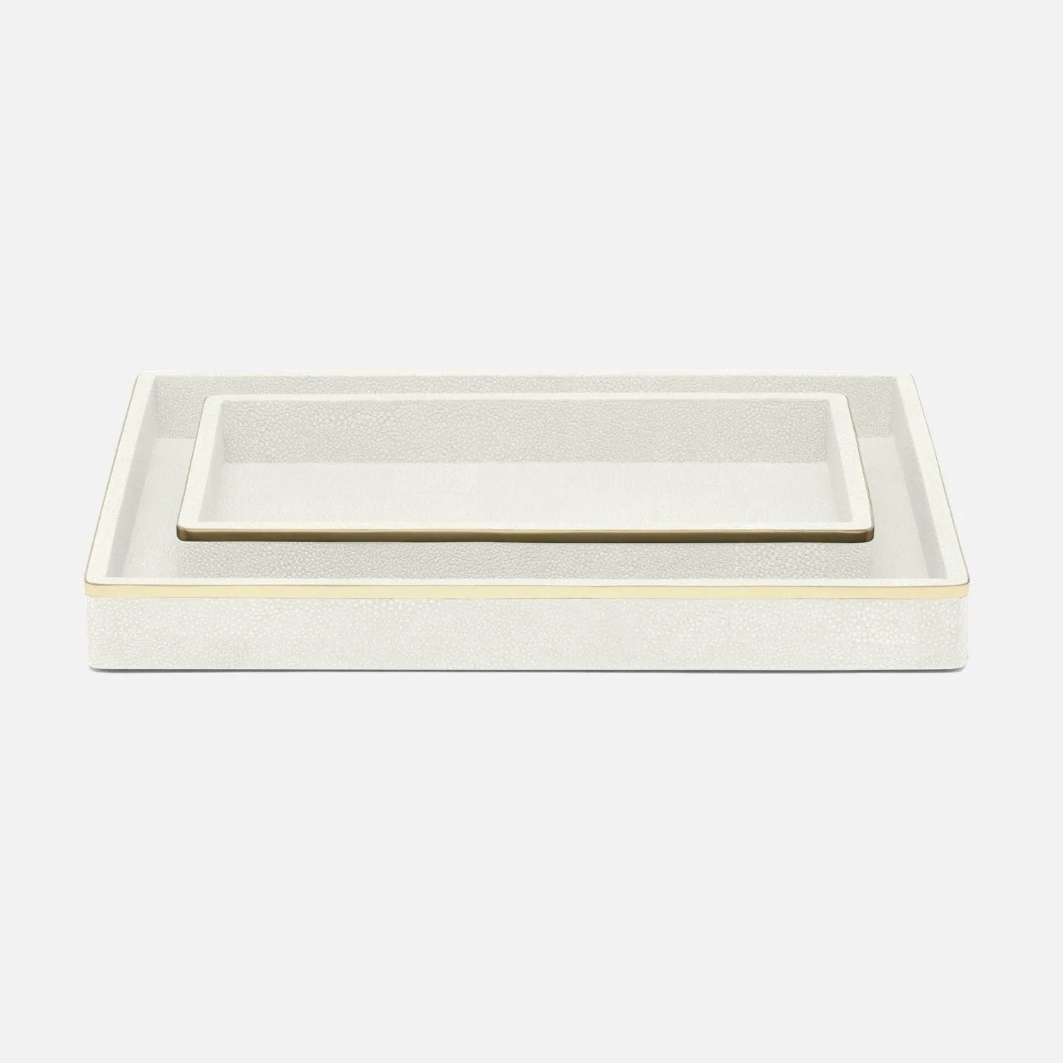 Pigeon and Poodle - PP005676 - Bradford Trays - Bradford - Blanc Realistic Faux Shagreen/Gold Brass
