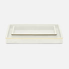 Pigeon and Poodle PP005676 Bradford Trays in Blanc Realistic Faux Shagreen/Gold Brass