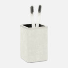 Pigeon and Poodle - PP005671 - Bradford Brush Holder - Bradford - Blanc Realistic Faux Shagreen/Silver Stainless Steel