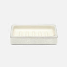 Pigeon and Poodle - PP005679 - Bradford Soap Dish - Bradford - Blanc Realistic Faux Shagreen/Silver Stainless Steel