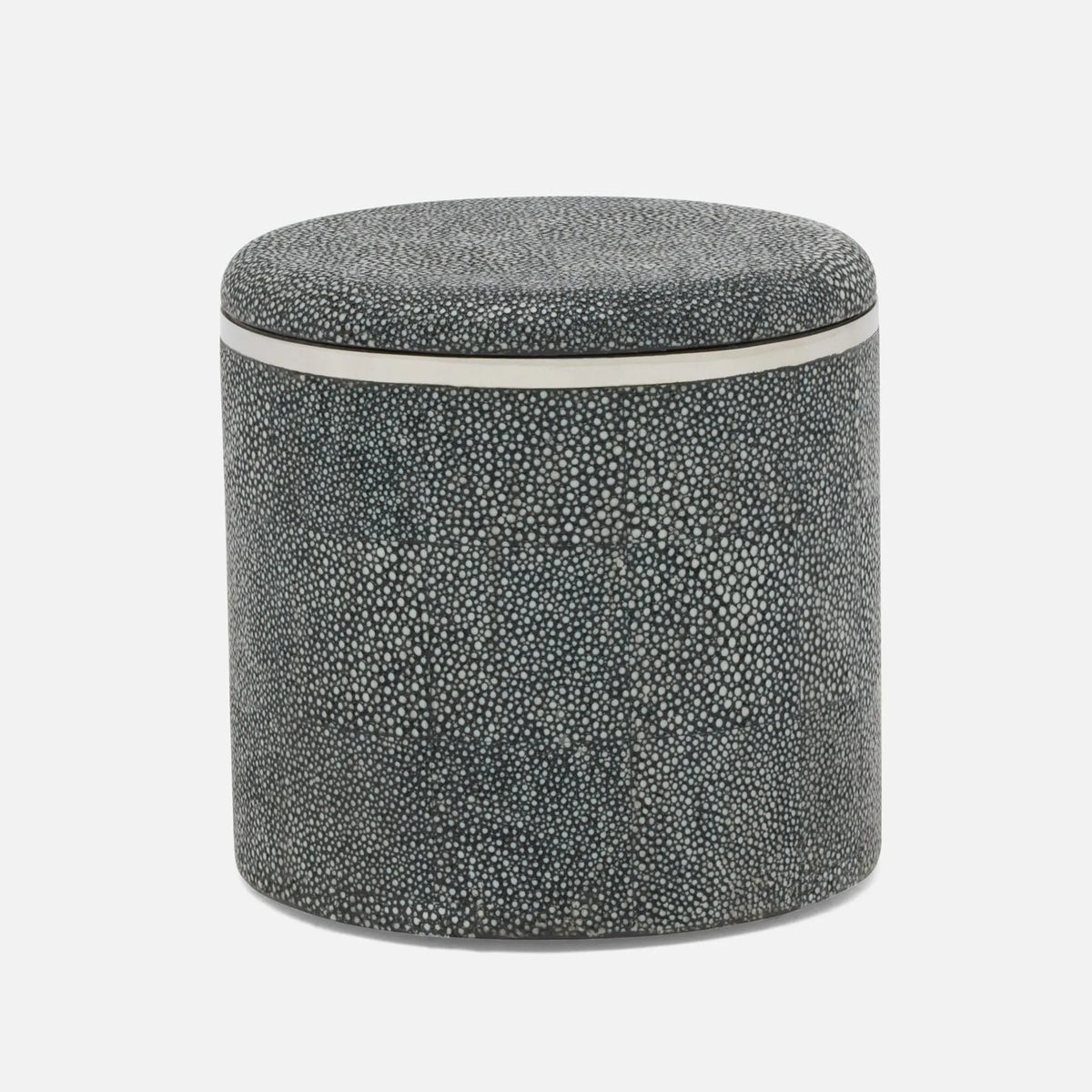 Pigeon and Poodle - PP005661 - Bradford Canister - Bradford - Cool Gray Realistic Faux Shagreen/Silver Stainless Steel