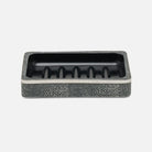 Pigeon and Poodle - PP005660 - Bradford Soap Dish - Bradford - Cool Gray Realistic Faux Shagreen/Silver Stainless Steel