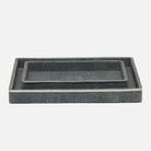 Pigeon and Poodle PP005657 Bradford Trays in Cool Gray Realistic Faux Shagreen/Silver Stainless Steel