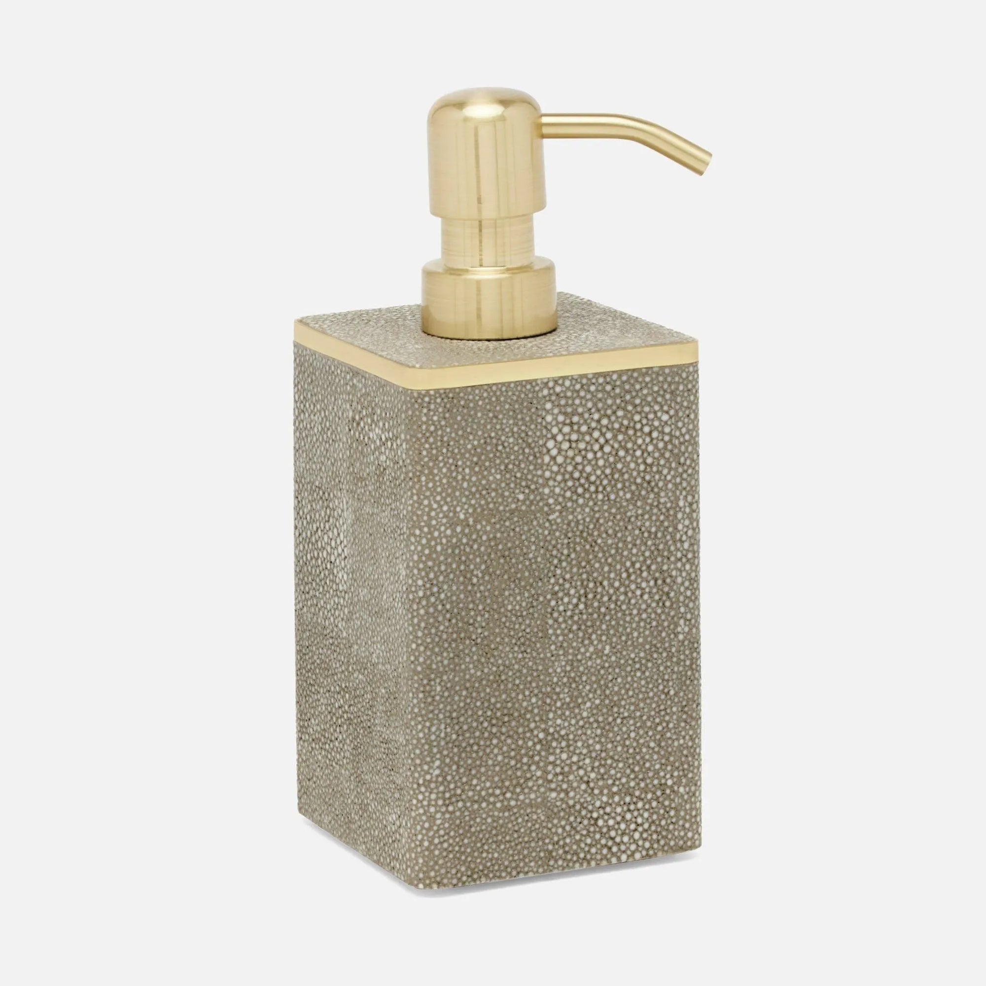 Pigeon and Poodle - PP005674 - Bradford Soap Pump - Bradford - Blanc Realistic Faux Shagreen/Gold Brass