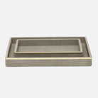 Pigeon and Poodle PP005682 Bradford Trays in Blanc Realistic Faux Shagreen/Silver Stainless Steel