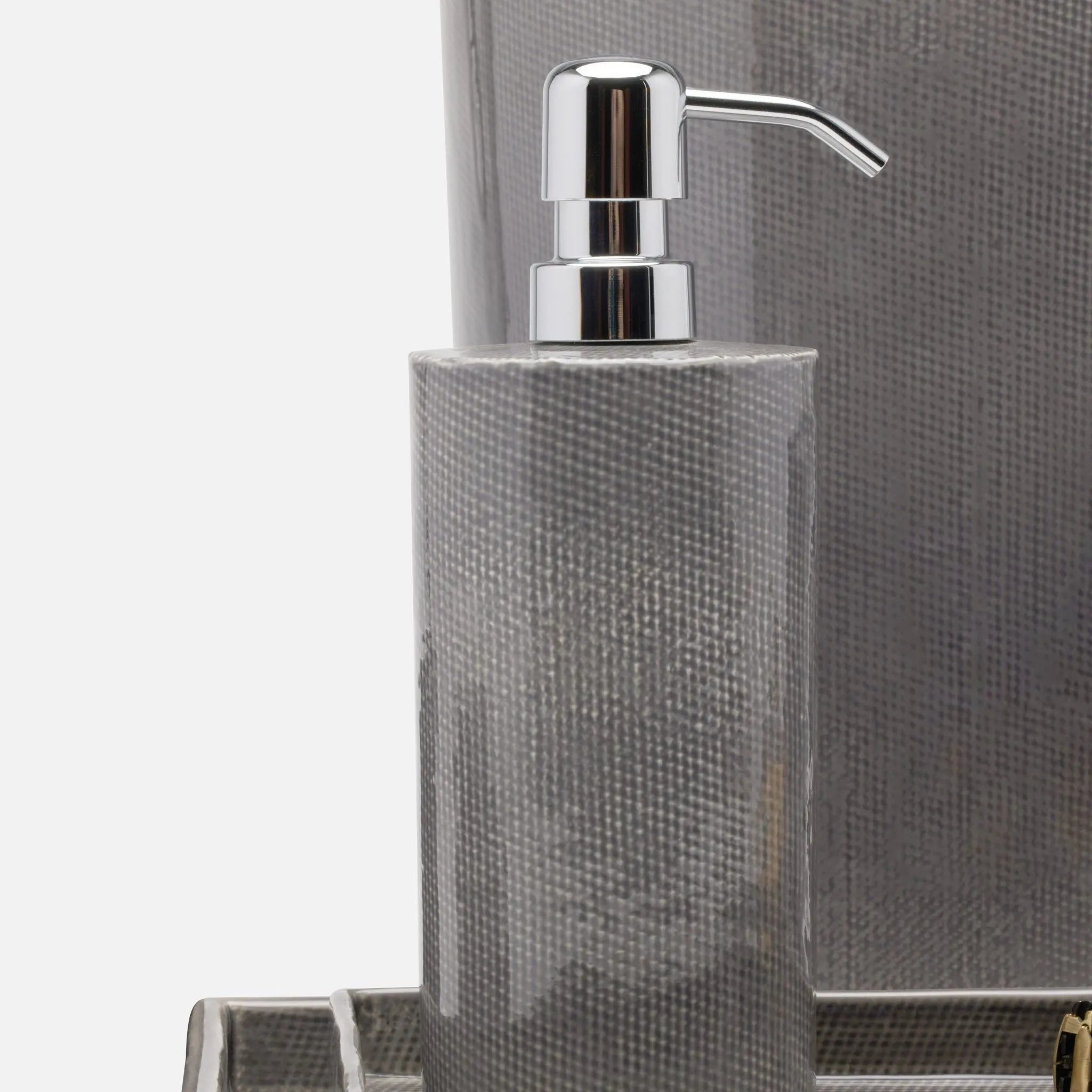 Pigeon and Poodle - PP005198 - Cordoba Soap Pump - Cordoba - Gray Burlap Ceramic