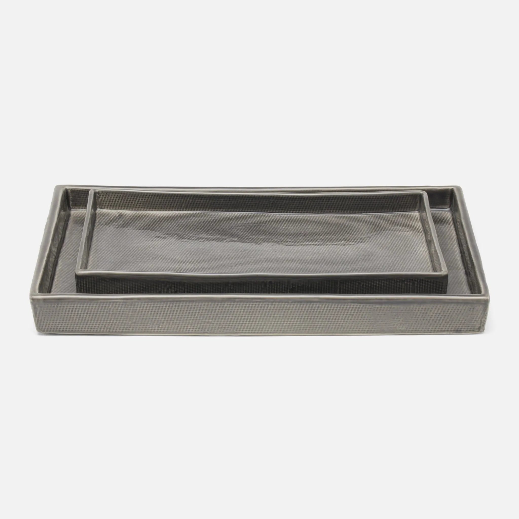 Pigeon and Poodle - PP000466 - Cordoba Trays - Cordoba - White Burlap Ceramic