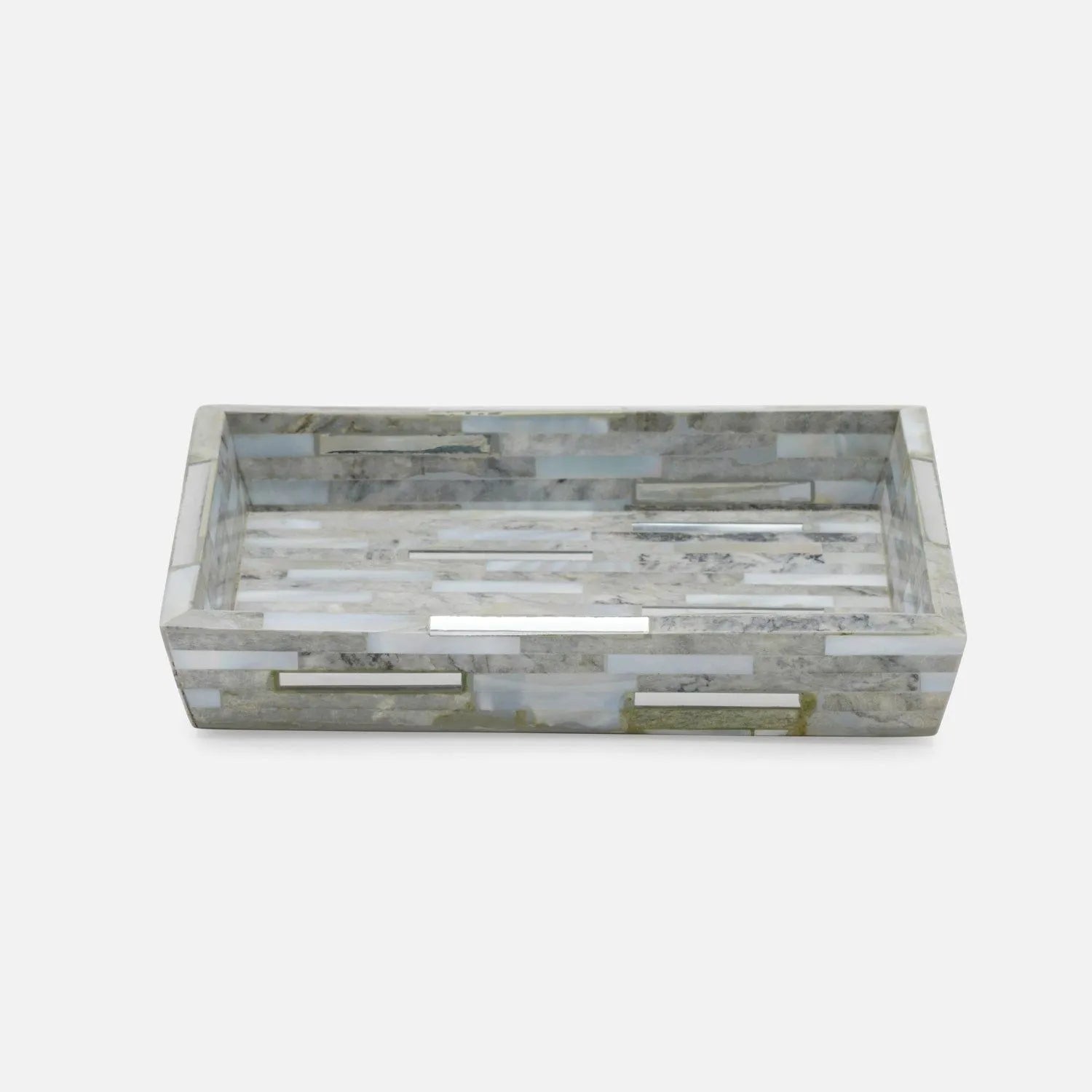 Pigeon and Poodle - PP006328 - Cortona Soap Dish - Cortona - Gray Shell/Silver Silver Mix