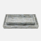 Pigeon and Poodle PP006311 Cortona Trays in Gray Shell/Silver Silver Mix