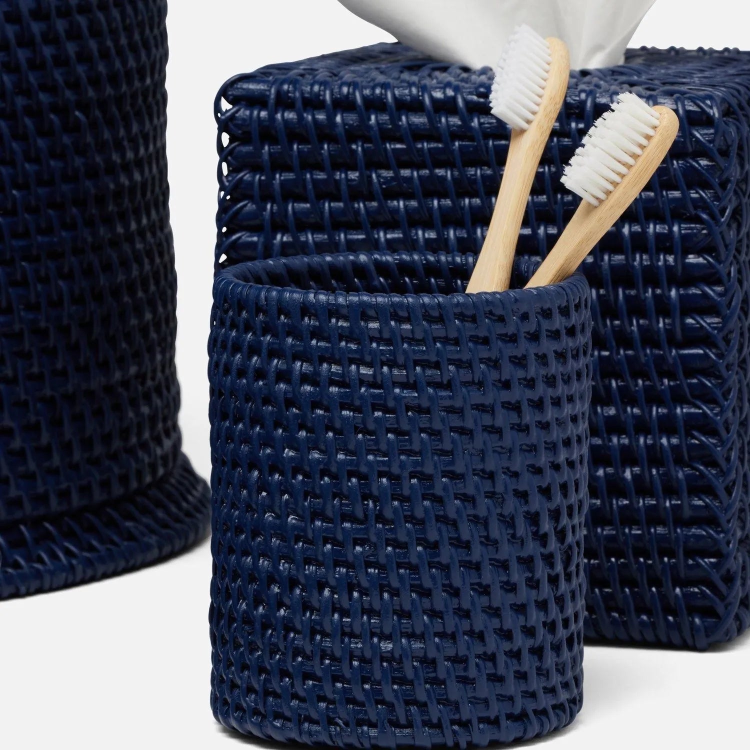 Pigeon and Poodle - PP000513 - Dalton Brush Holder - Dalton - Whitewashed Rattan