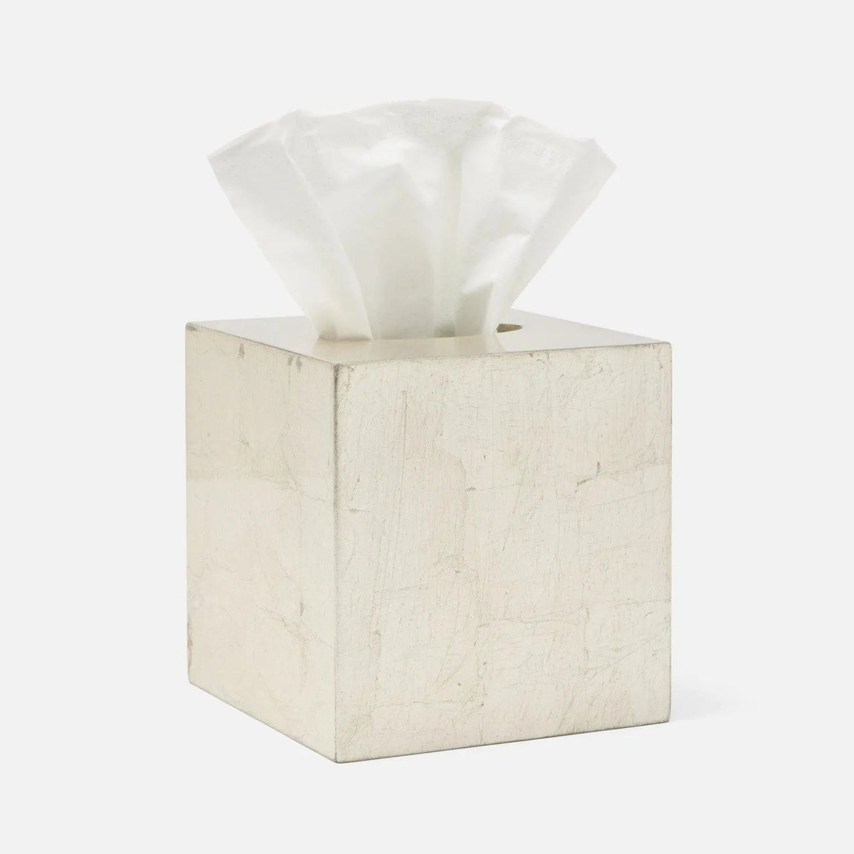 Pigeon and Poodle PP007271 Davos Tissue Box in Champagne Gold Silver Leaf