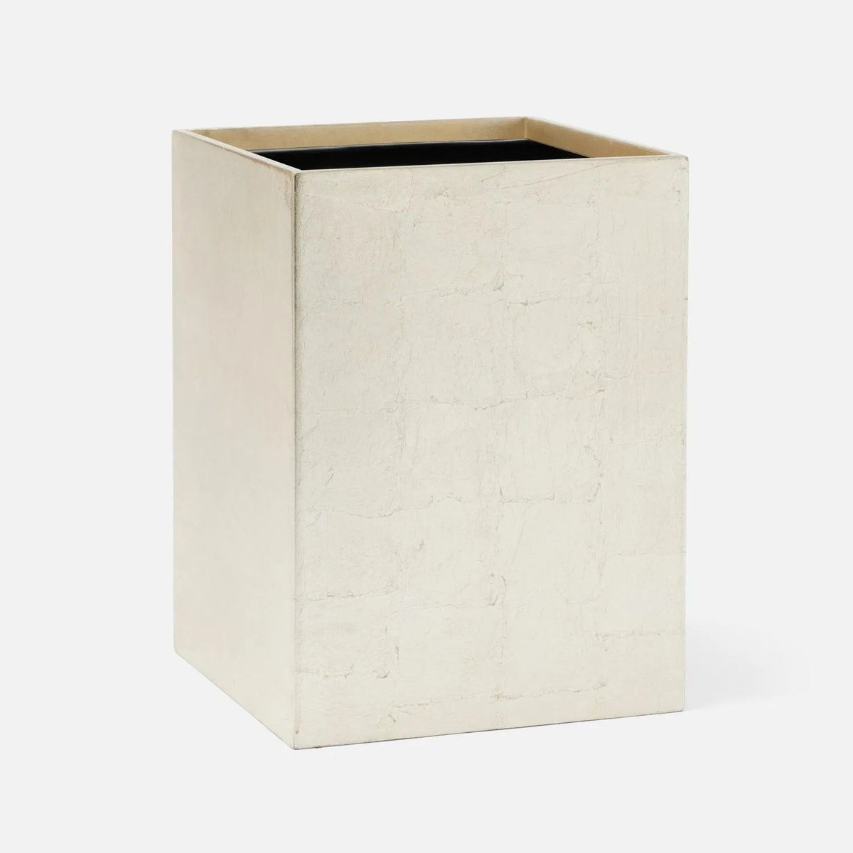 Pigeon and Poodle PP007270 Davos Wastebasket (Square Straight) in Champagne Gold Silver Leaf