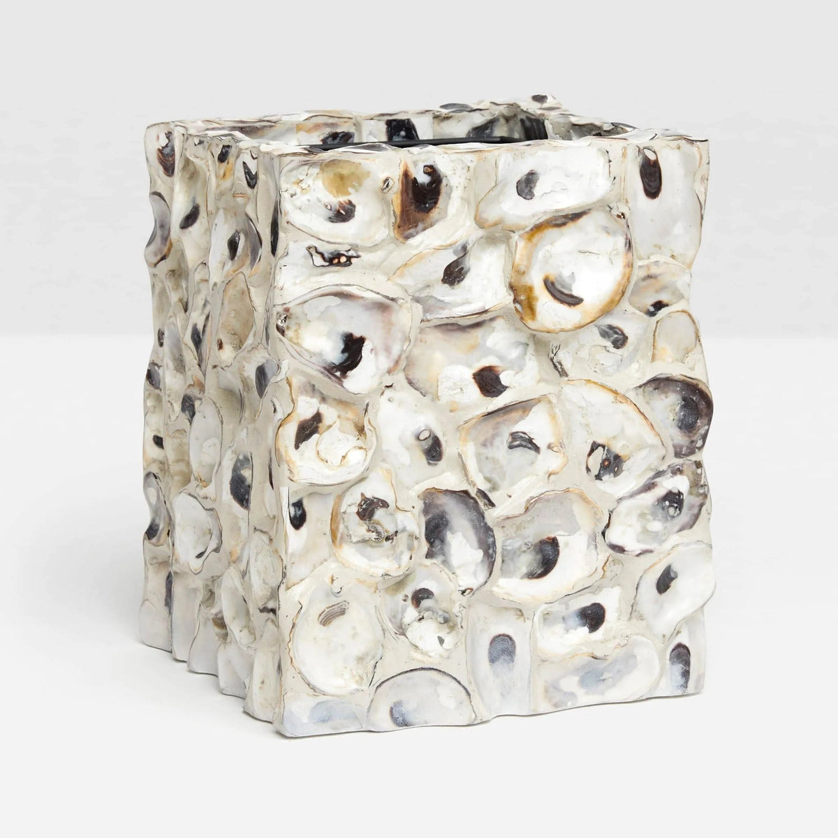 Pigeon and Poodle PP000577 Enna Wastebasket (Square) in Natural Oyster Shell