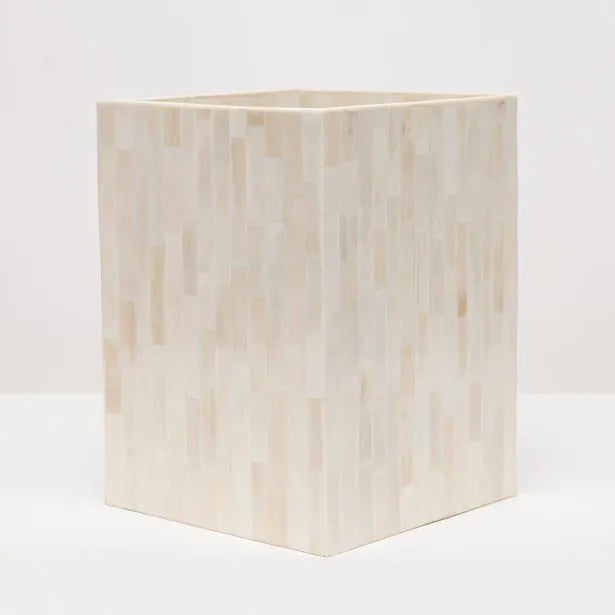 Pigeon and Poodle PP000614 Gaya Wastebasket (Square) in Vertical Natural Bone